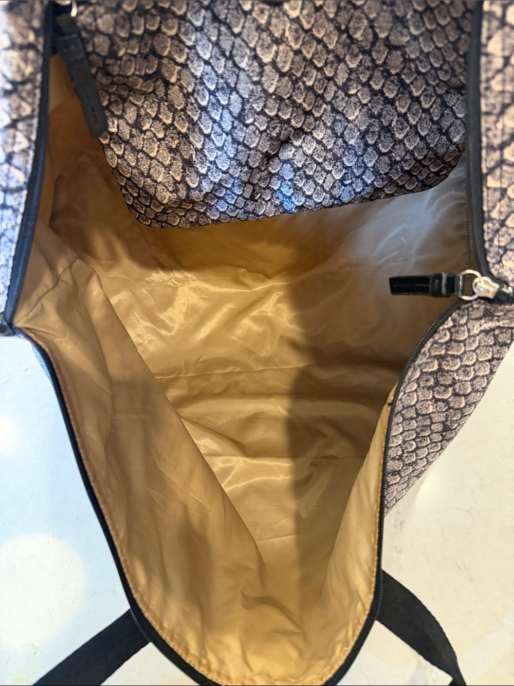 Coach F77461 Getaway Snake Print Packable Weekender & Pouch Bag Silver/Gunmetal - Picture 9 of 12
